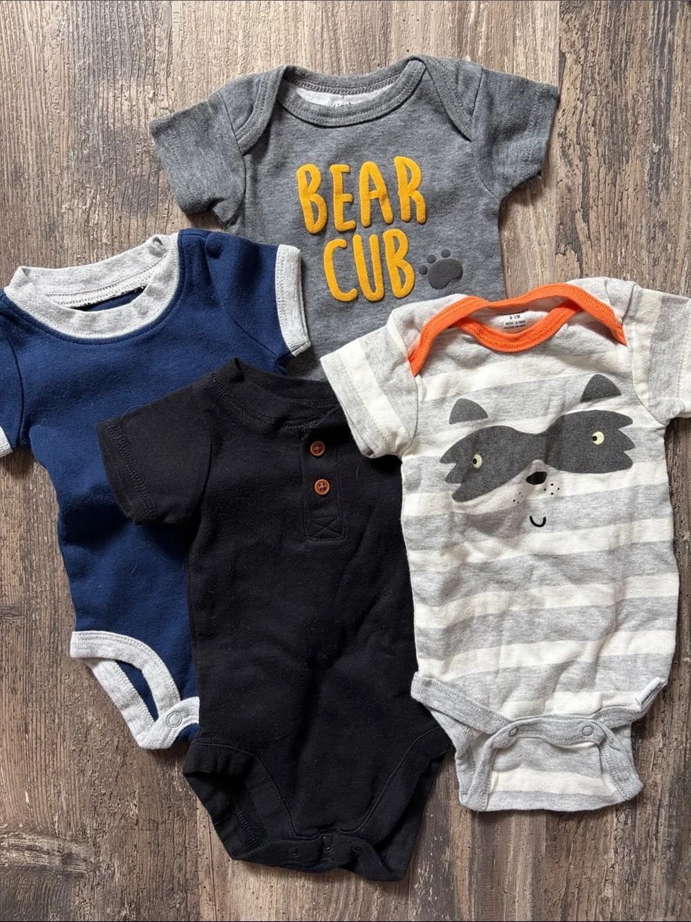 Baby Boy Multi-Color Onesie & Outfit Bundle- Navy, Blue, Gray, Green, Orange - Picture 4 of 7